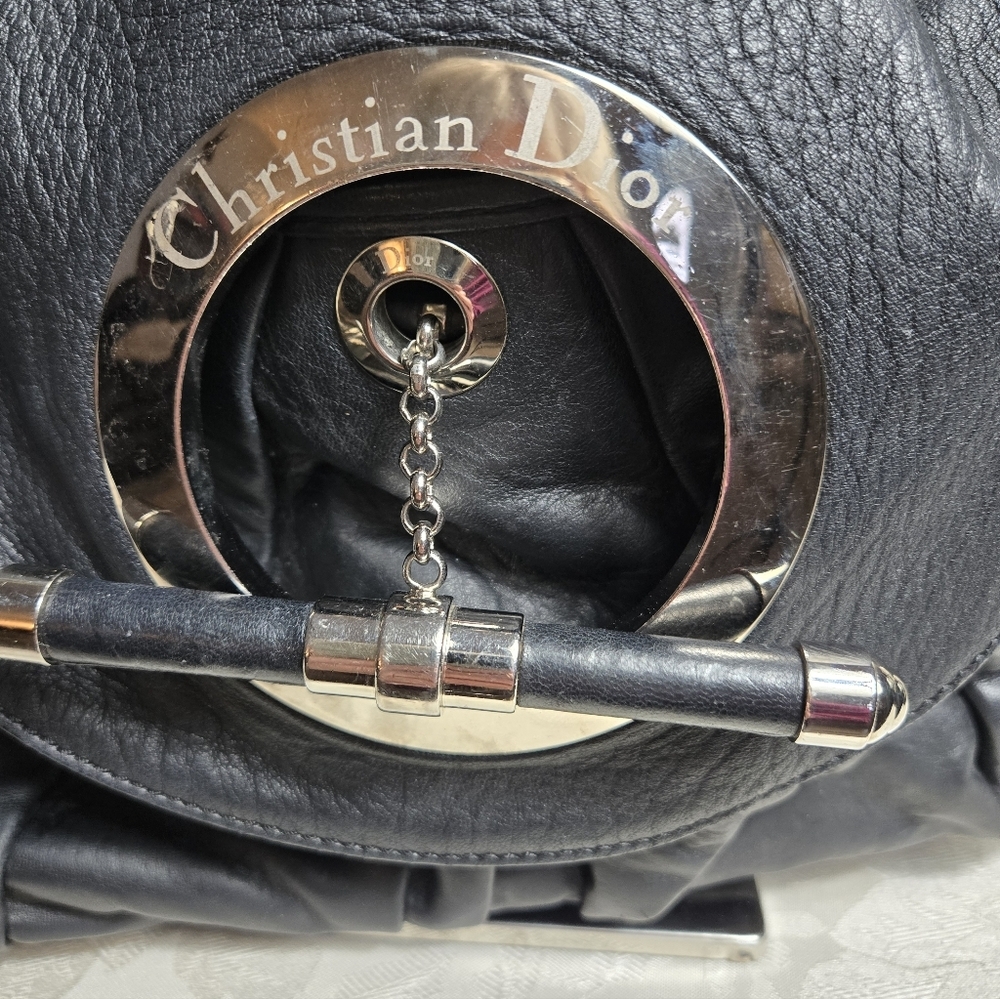 Christian Dior Vintage Black Leather Jazz Club Hobo Shoulder Bag - Picture 2 of 14